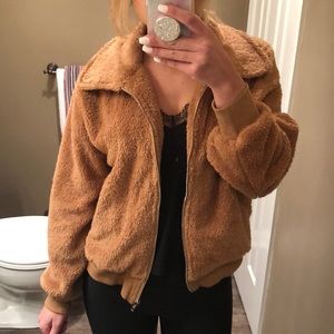 Full Zip Teddy Bear Jacket with Pockets